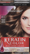Schwarzkopf Keratin Permanent Hair Dye Cream, 6.0 Delicate Praline, Professional Quality Color