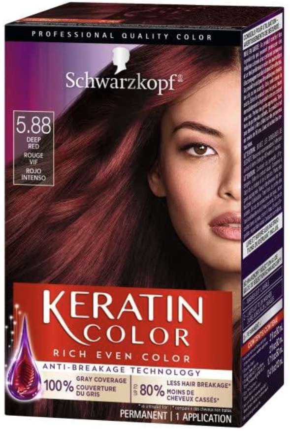 Schwarzkopf Keratin Color Permanent Hair Color, 5.88 Deep Red, Permanent Hair Dye