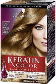 Schwarzkopf Keratin Permanent Hair Dye Cream, 7.5 Caramel Blonde
