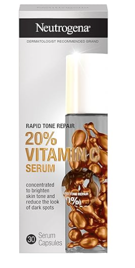 Neutrogena Rapid Tone Repair 20% Vitamin C Brightening Serum Capsules, Antioxidant Face Serum to Brighten Look of Dark Spots & Even Skin Tone, Oil-Free