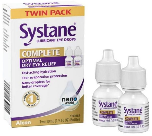 Systane Complete Lubricant Eye Drops, 0.34 Fl Oz, 10ml Twin Pack